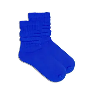 Royal Blue Slouch Socks - Elastic, Ruffle Design, Suitable for Men, Versatile Style, Ideal for Casual Wear