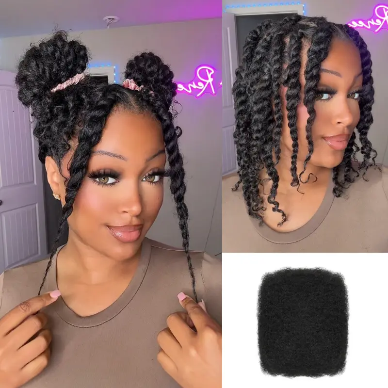 RW Hair Afro Kinky Bulk Human Hair Braiding Dreadlock Hair 10-18 INCH 50g/Pack Invisible Extension Hairpiece