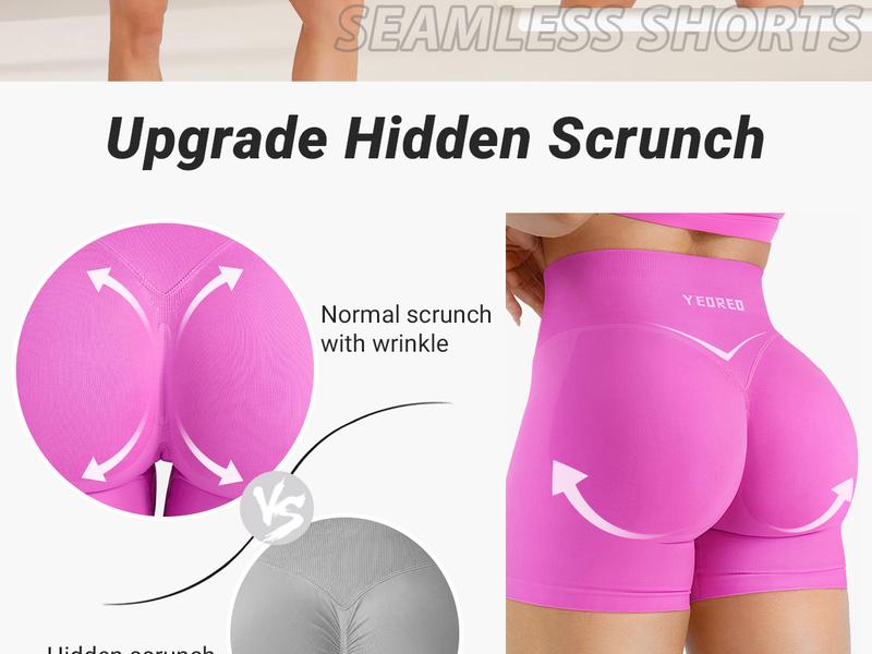 YEOREO Vision Hidden Scrunch Shorts Women's Seamless Butt Lifting Gym Shorts, High Waisted Tummy Control Workout Yoga Shorts YEOREO Vision Hidden Scrunch Shorts Women's Seamless Butt Lifting Gym Shorts, High Waisted Tummy Control Workout Yoga Shorts