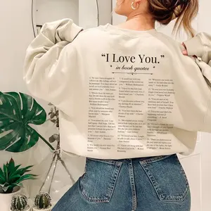 I Love You in Book Quotes Sweatshirt, Romance Book Fandom Sweater, Romantasy Bookish Merch, Booklover Quote Crewneck, Love Reading Gift for Her