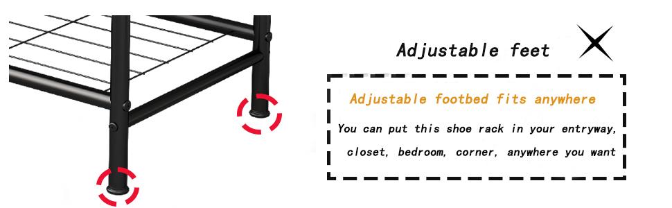 dealsforyoudays Shoe Rack 4 Tier 5 Tier 6 Tier Organizer for Closet Entryway Free Standing Metal Storage Shoe Shelf with MDF Top Board