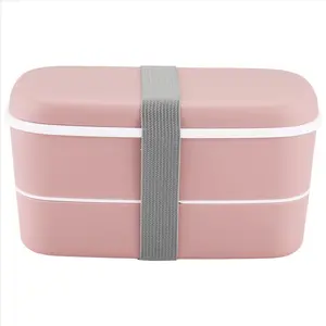 Microwavable 2 Layer Lunch Box with Compartments Leakproof Bento Insulated Food Container Pink