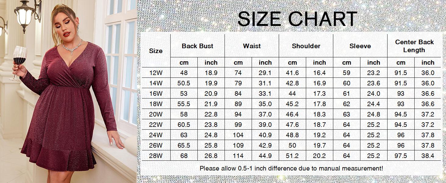 Plus Size Women's Black Glitter Dress V Neck Long Sleeve Ruffle Hem Swing Club Cocktail Party Dresses Formal Fit Soft Fabric Comfy Womenwear Nylon Spandex Stretchy Mother Bride Dress Quinceanera Dress Prom Wedding Guest Dresses Womenswear Wrap Thin short