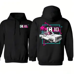 Vintage C10 Truck Hoodie – 80s Neon Style Custom Pickup Hoodie, Car Lover Hoodie, Full Colour, 100% Cotton Unisex Hoodie Made in USA