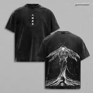 Retro Heavy Limited 90s Demon Shinigami Mahoraga Jujutsu Kaisen Anime Vintage Washed Tee Unisex Oversize Anime Manga Washed Heavyweight Cotton T-shirt, Gift For Anime Fan