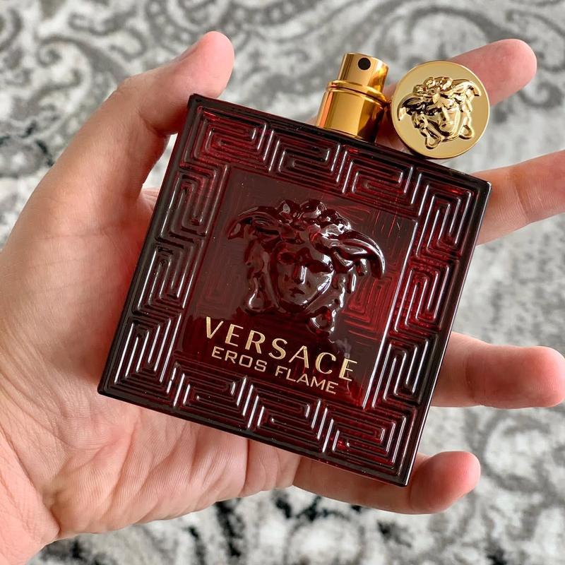 Versace Eros Flame Eau De Parfum for Men 3.4 oz & 1.7 oz Long Lasting Fragrance Musk Fresh and Spicy Woody Top Notes