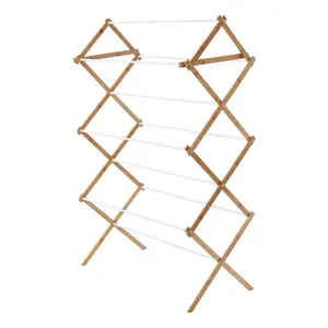 Collapsible Bamboo Laundry Drying Rack 7 Tier Space Saving Lightweight Durable