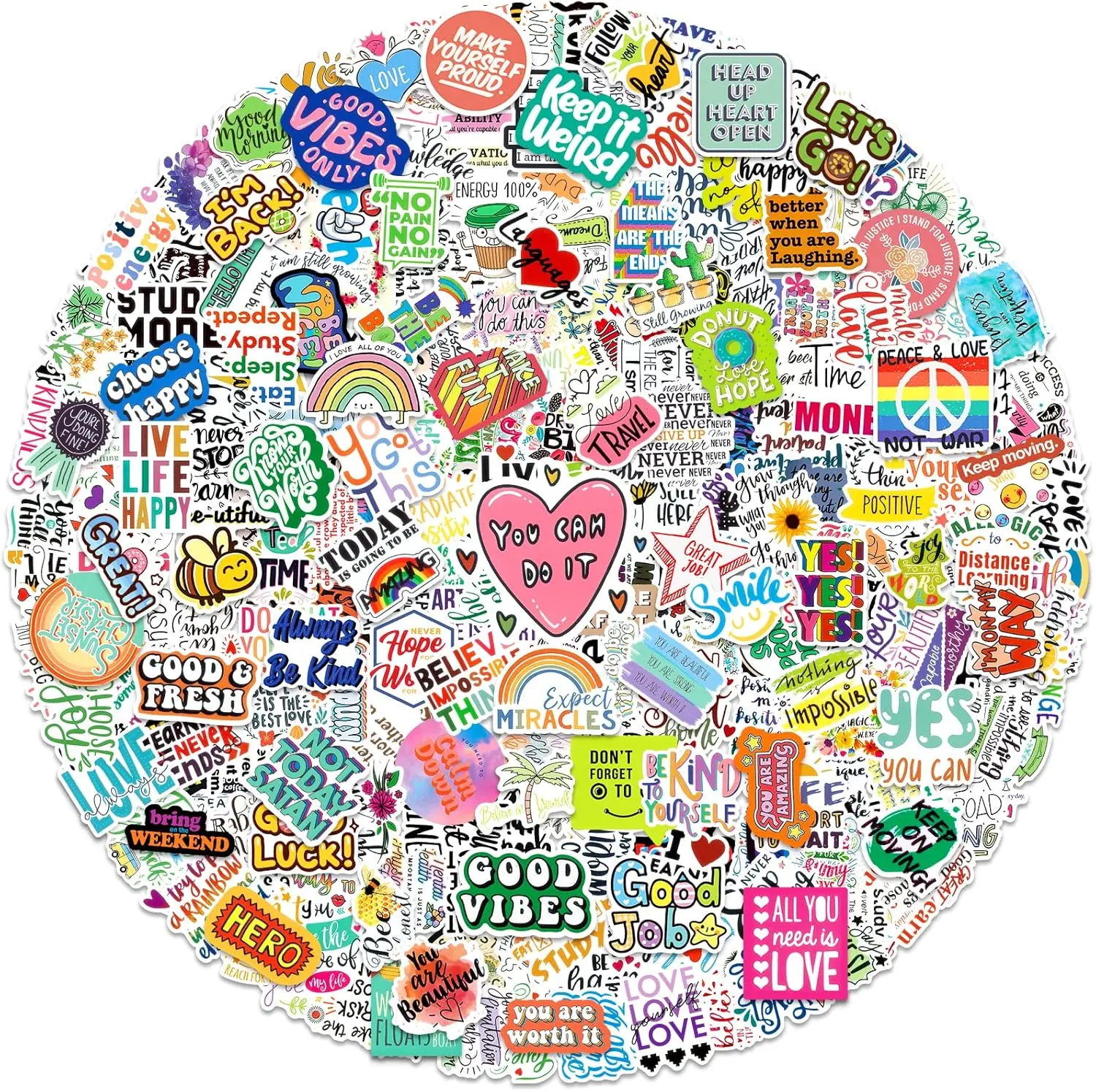 300 PCS Inspirational Vinyl Stickers, Motivational Supplies for Teens & Adults - Ideal for Water Bottles, Laptops, Journals, Scrapbooking, Vision Boards