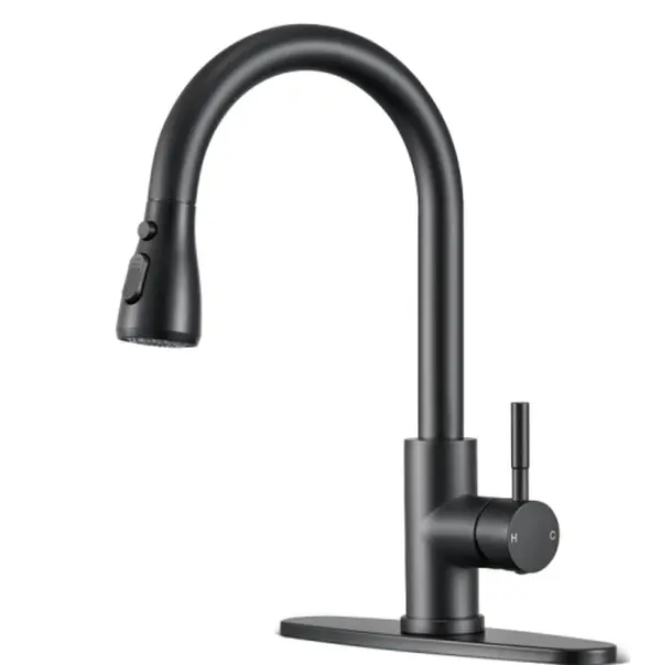 Pull-Down Kitchen Faucet with Spray Single Handle for 1-Hole Sink Durable Easy Install Modern Design