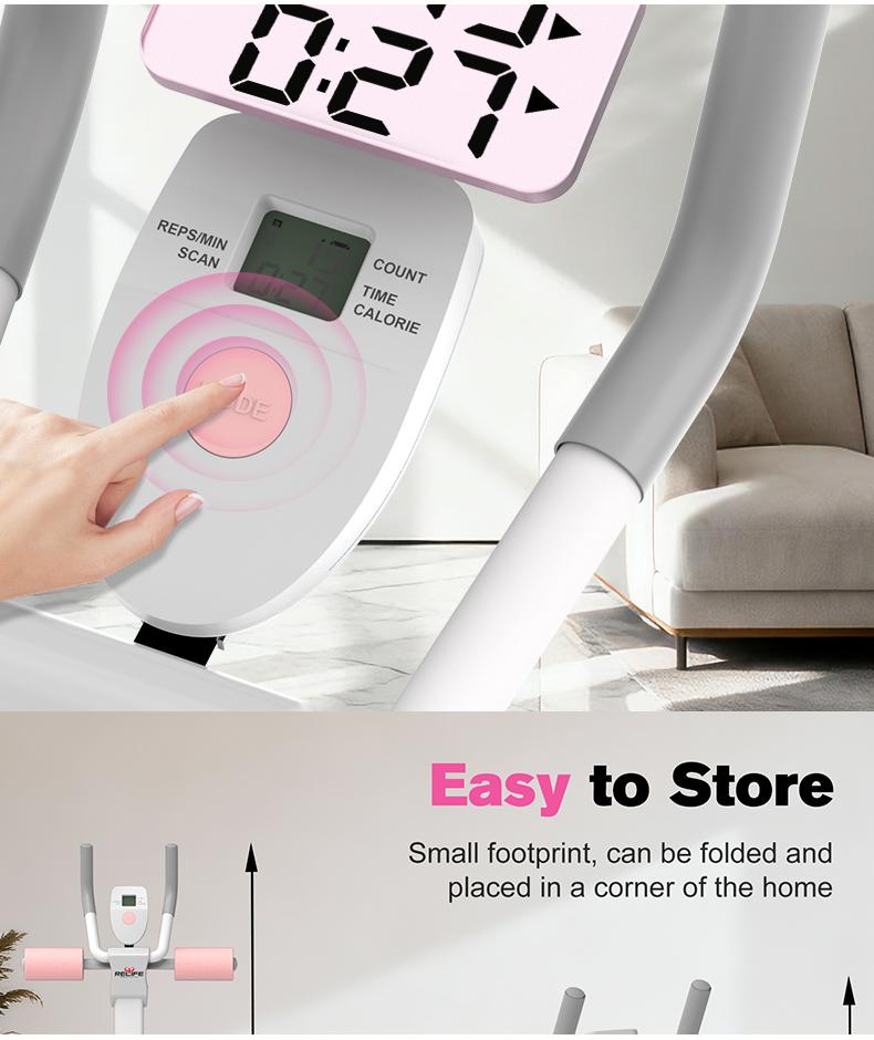 RELIFE SPORTS Foldable Adjustable Ab Trainer with LCD Monitor for Women - 440LBS Capacity, 5-Level Height & 2-Level Incline, Home Gym Equipment, Ideal Gift for Fitness Beginners