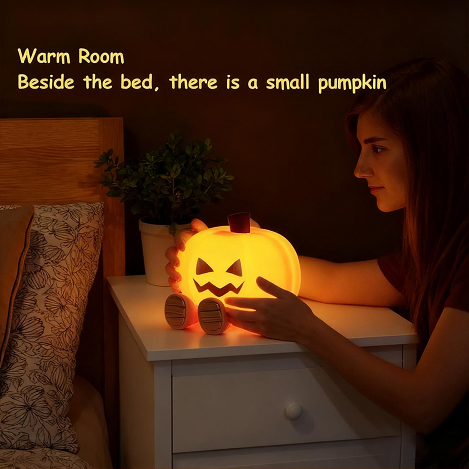 Night for Kids Pumpkin Night Light, Mini LED Pumpkin Lamp with 3 Level Dimmable, Nursery Nightlight for Kids, Silicone Rechargeable Bedside Touch Lamp, for Kids EasterEggLight TiktokShopSpringGlowUp clearance items
