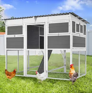 【2 packages arrived at different times】AECOJOY 83'' Extra Large Chicken Coop with Run, Wood Chicken House with 6 Nesting Boxes & Roost Bar for 6-10 Chickens, Outdoor Hen Fence Poultry Pet Cage for Backyard