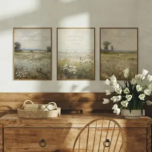 Wildflower Bible Verse Wall Art Collection: Vintage Floral Scripture Print Set (Unframed)