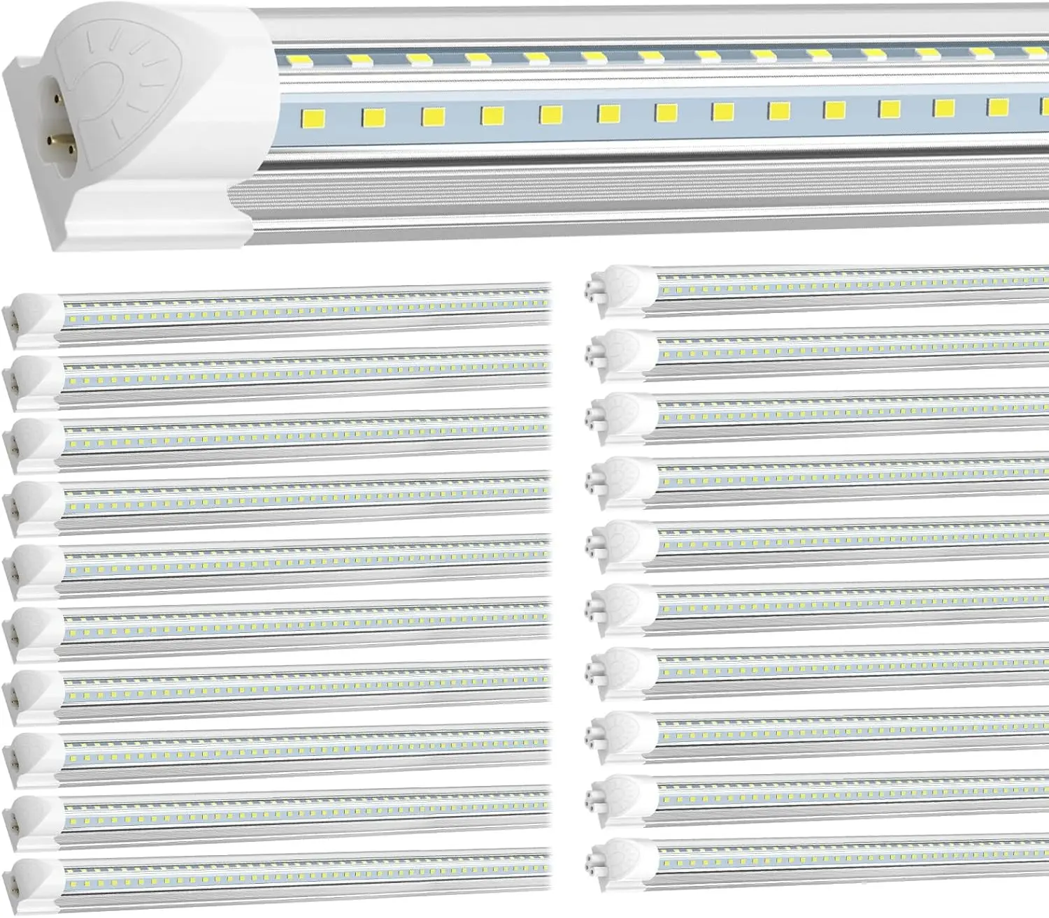 ETL Listed 20-Pack 4FT LED Shop Lights (LED Lights), 45W Power 6300LM 6000K V-Shaped Integrated Linkable T8 Fixtures for Workshop, Garage Use