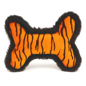 Jeffers Plush Tiger-Skin Bone Squeaky Dog Toy Jeffers Plush Tiger-Skin Bone Squeaky Dog Toy