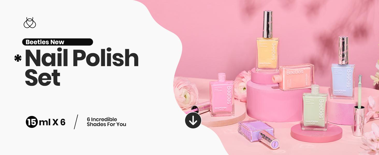 Beetles Pastel Nail Polish Set Nude Nail Polish Set Quick Dry Finger Nail Polish DIY Air Dry Nail Art Salon Home Pastel Reverie Gift for Women matrix Manicure Cutics   Easter'sGift