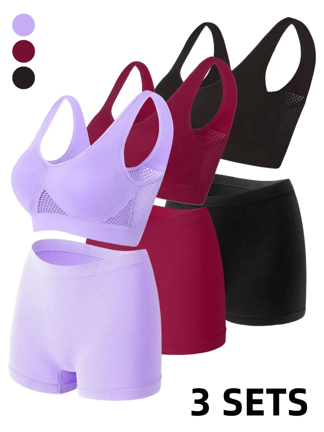 Plus Size Women's Six Piece Lingerie Set Seamless Stretchy Non-Padded Bra and Panty Underwear