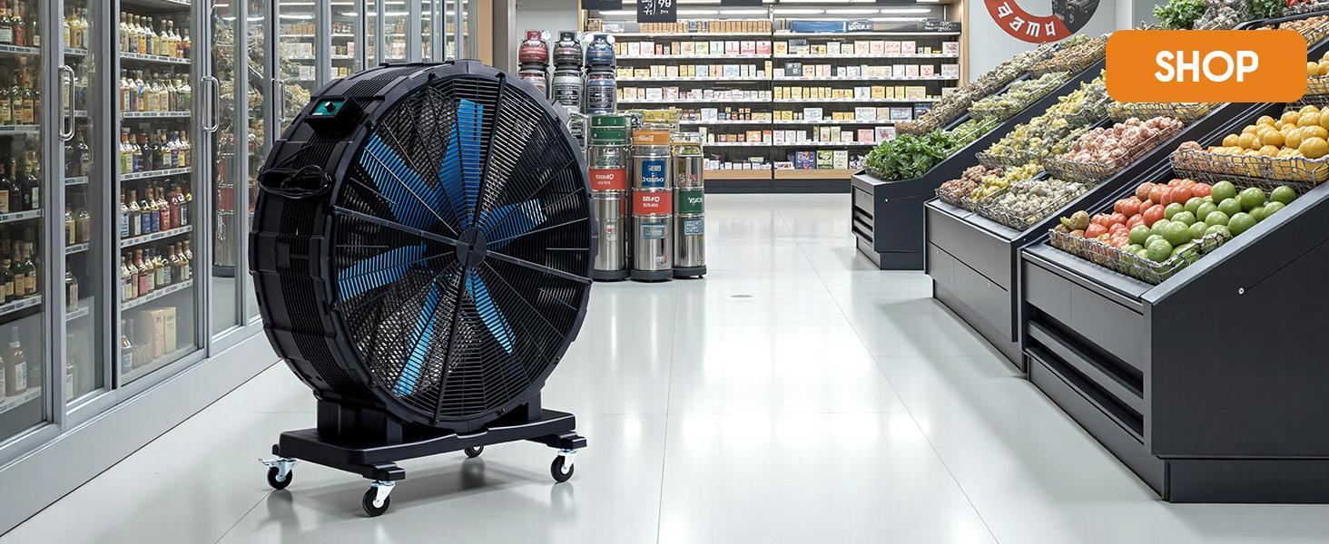 [Ships in 2 Boxes] VanAcc Industrial Drum Fan,  42 inch 550W, 48 inch 750W Plastic High Velocity Floor Fan with Wheels and 3 Speed, Air Flow 12,950/17,660 CFM, Ideal for Commercial, Garage, Warehouse, Workshop, Factory