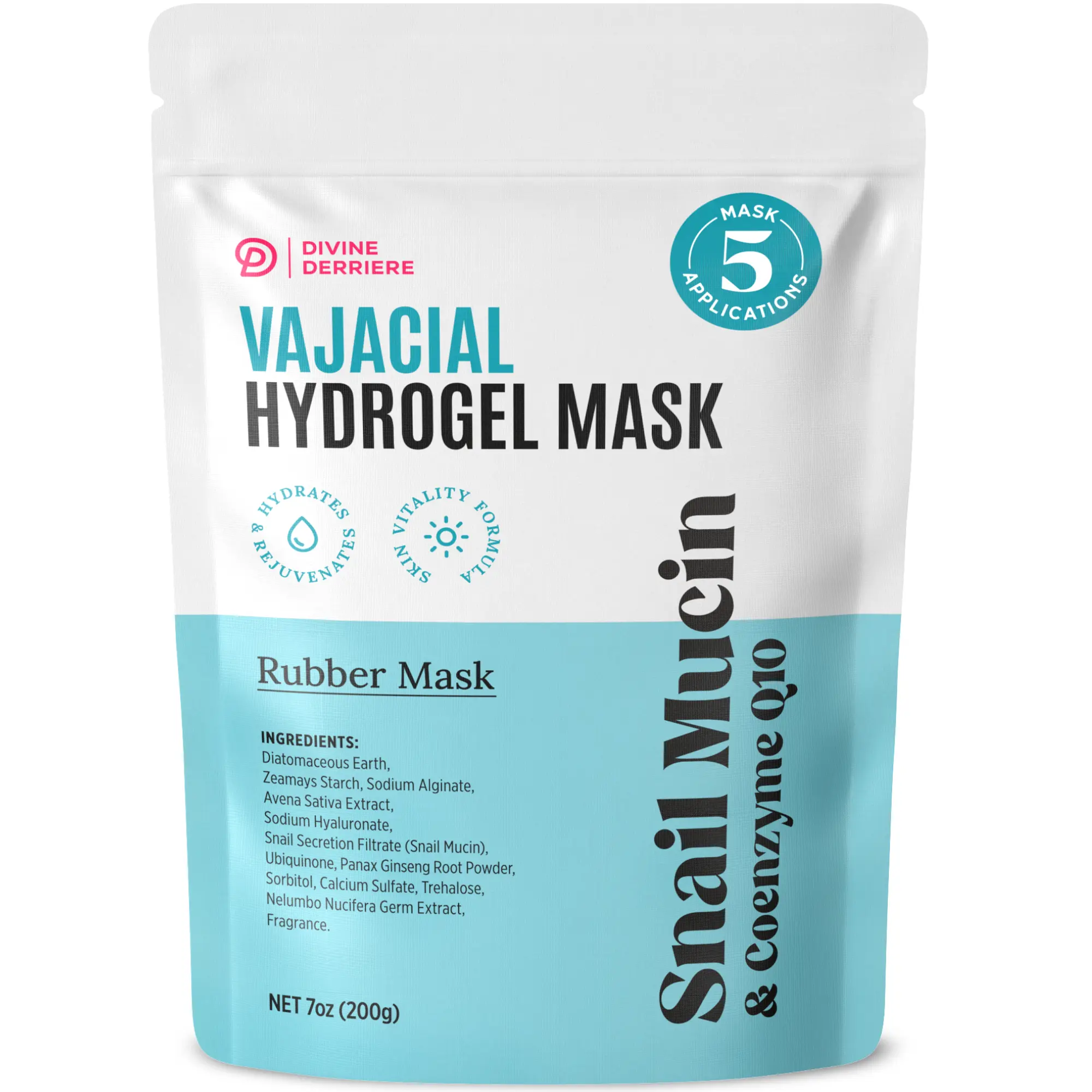 Divine Derriere DOWN THERE CARE - GET GLEAMIN VAJACIAL MASK - 10-MINUTE V-FACIAL Hydrogel Mask With Snail Mucin & CoQ10 Post Shaving & Waxing, Plant Based Korean Vajacial Facial Masks, Moisturizing Organic Hydro Jelly Mask, Soothing Body Care Skin Repair