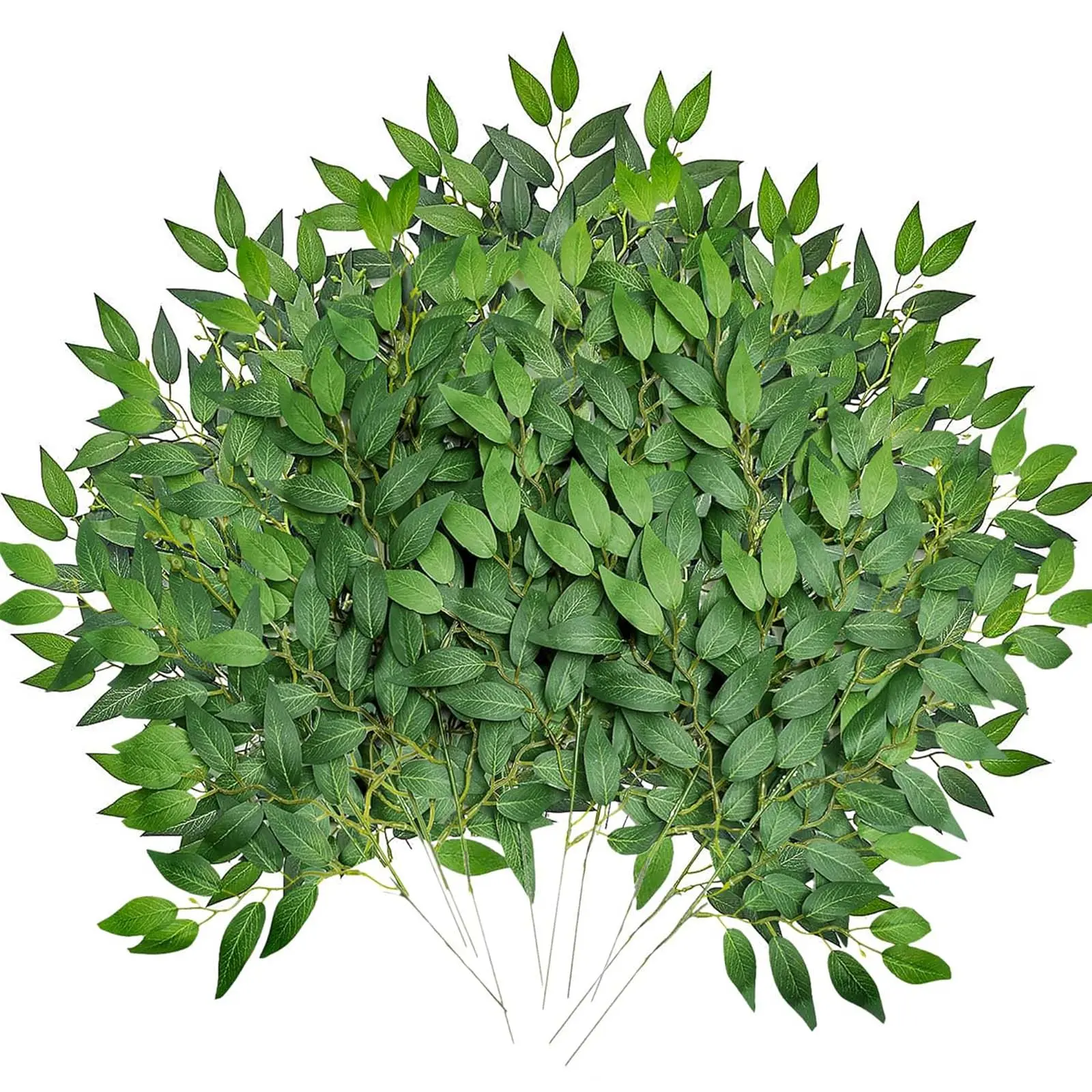 10 Pcs Artificial Italian Ruscus Greenery Stem 21.6'' Fake Leaf Garland Branches Silk Greenery Leaves for DIY Wedding Arch Bouquet Vase Filler Table Centerpieces Home Decor