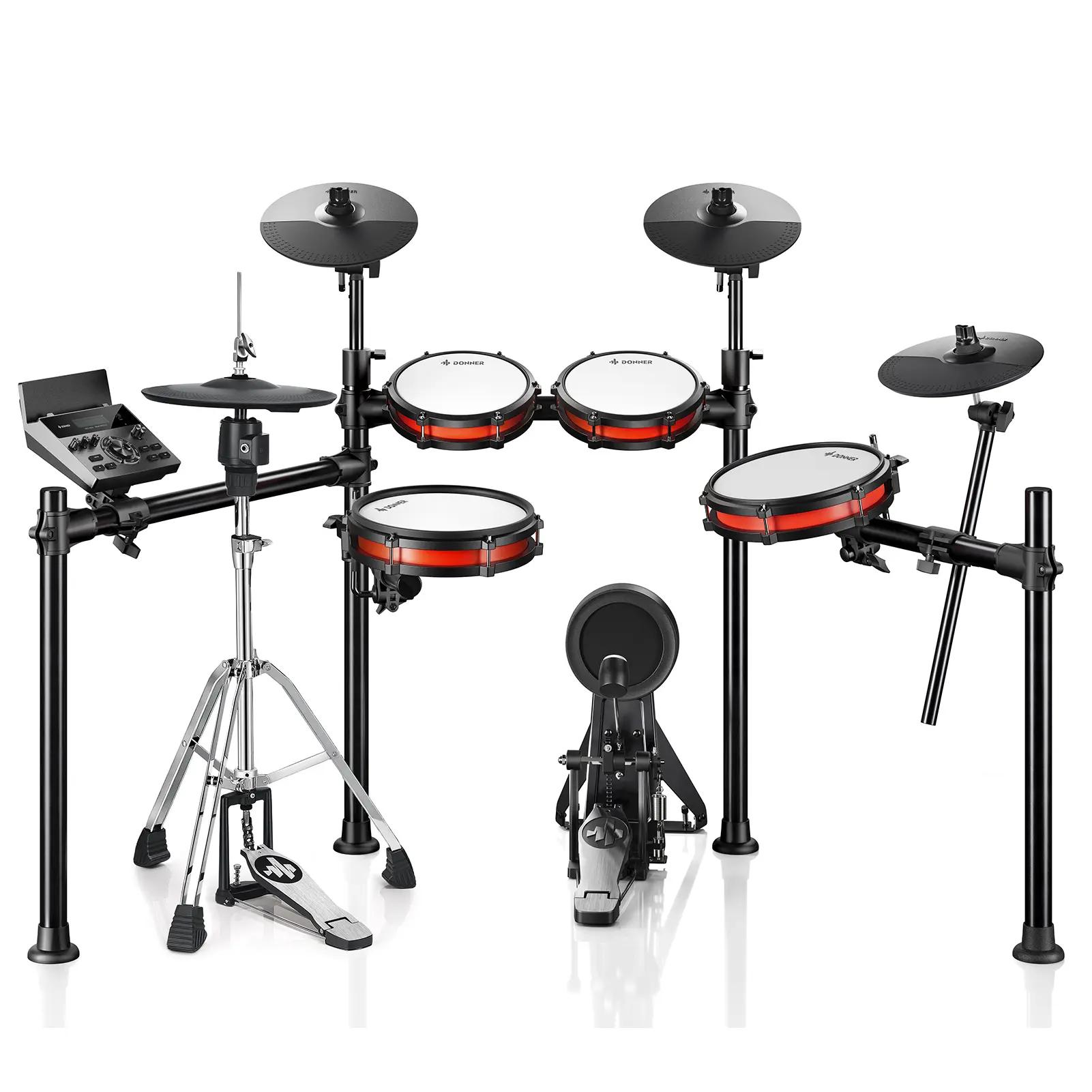 Donner DED-200 PRO Percussion Electronic Drum Set - 5 Drums, 4 Cymbals, Independent Hi-Hat Stand, Mesh Heads, Metronome, Recording Function, Electronic Drums
