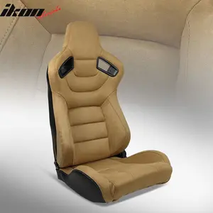 Racing Seat with Dual Slider for Universal Brown Left Suede Carbon Leather