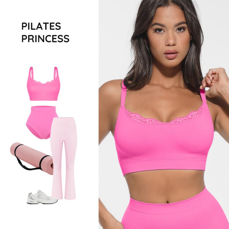 FeelinGirl Lace Trim U-Plunge Bralette Wireless Seamless Sophistication Sizes to 44DD