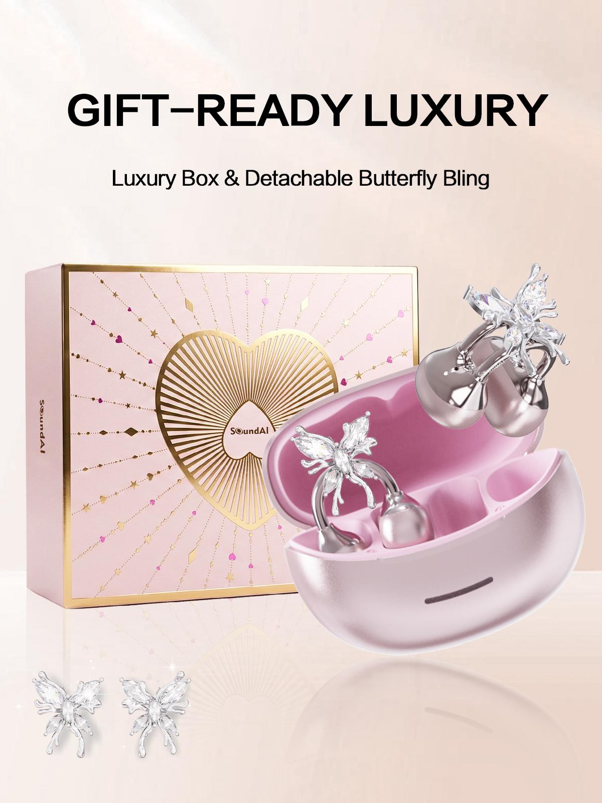 SoundAI FairyClip A3 Fashion Jewelry Design Wireless Earbuds - HIFI Sound Quality, Bluetooth 4.0, 30H Playtime, Leak-Proof Privacy Protection, Perfect Christmas Birthday Gift for Him/Her Festive Gifting