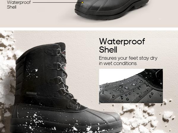 NORTIV8 Men's Waterproof Winter Shoes and Snow Boots Lace Black Insulated 3M Thinsulate Lining Slip-Resistant Rubber Outsole