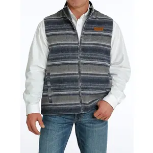 Cinch Men's Navy Stiped Full Zip Wooly Vest