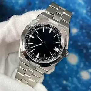 Luxury Men's Automatic Mechanical Watch Calendar Stainless Steel Leather Straps Rose Gold Blue Wristwatches