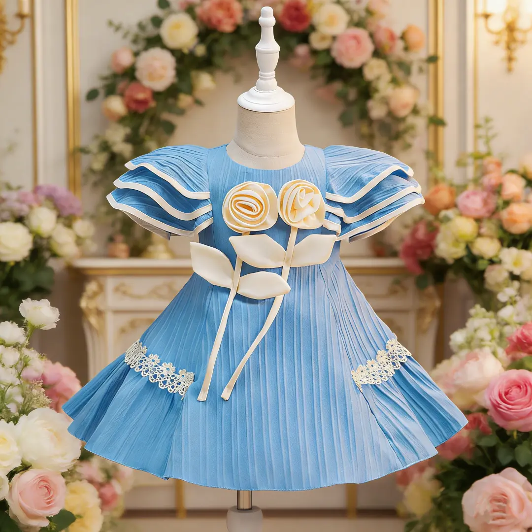 3118 Girls' princess dress children's 3D floral tutu dress girl's first  birthday party dress - TikTok Shop