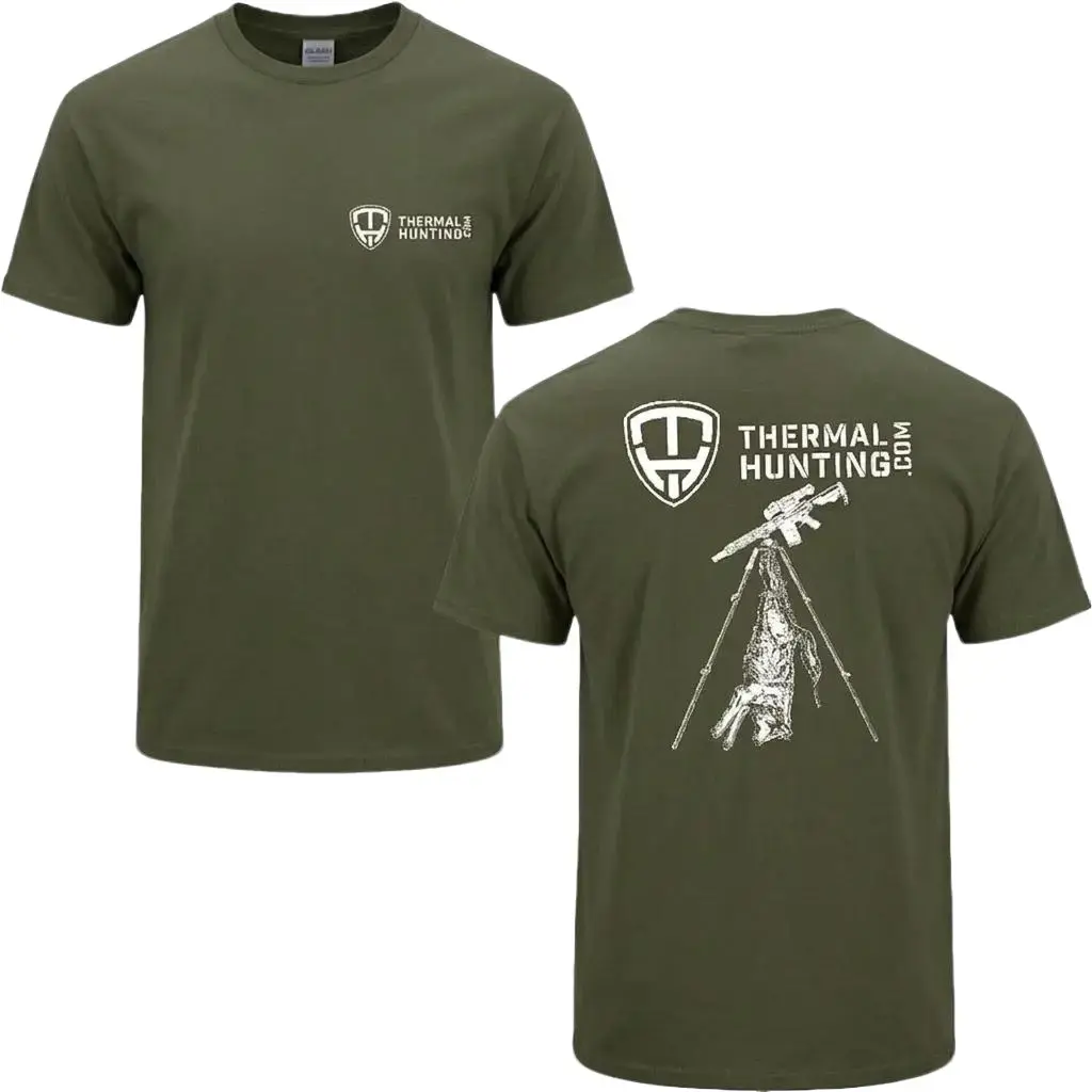 Thermal Hunting Rifle Tripod Shirt, Night Predator Hunting Graphic Shirt, Tactical Outdoor Hunter Shirt for Men, Coyote Hunting Season Gift Tee