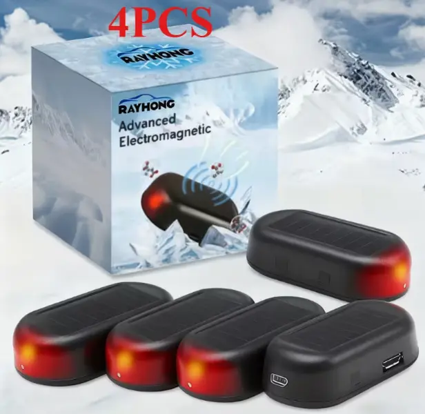 4-Pack - Solar-Powered Automatic Windshield Defroster for Winter, Ideal for Outdoor Parking Lots & Open-Air Environments