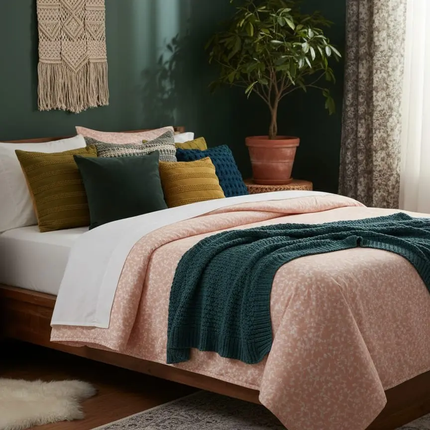 Cotton Blend Apricot Peach Twin Sheet Set - Soft Comfortable Material with Elegant Apricot Peach Color for Single Beds
