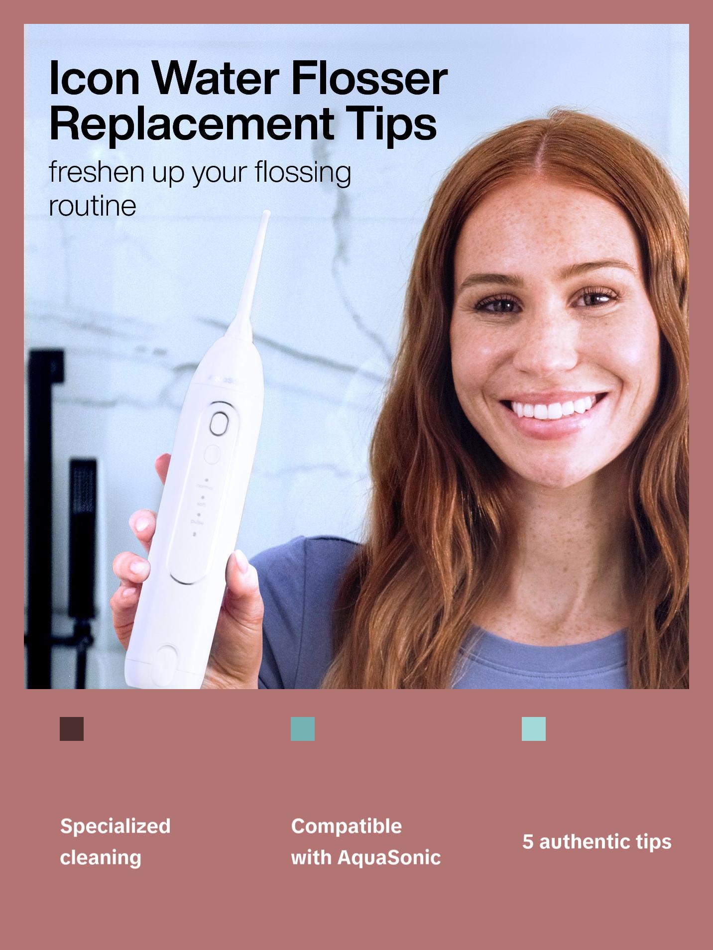 AquaSonic Icon Water Flosser Replacement Tips for Water Flosser, Oral Irrigator