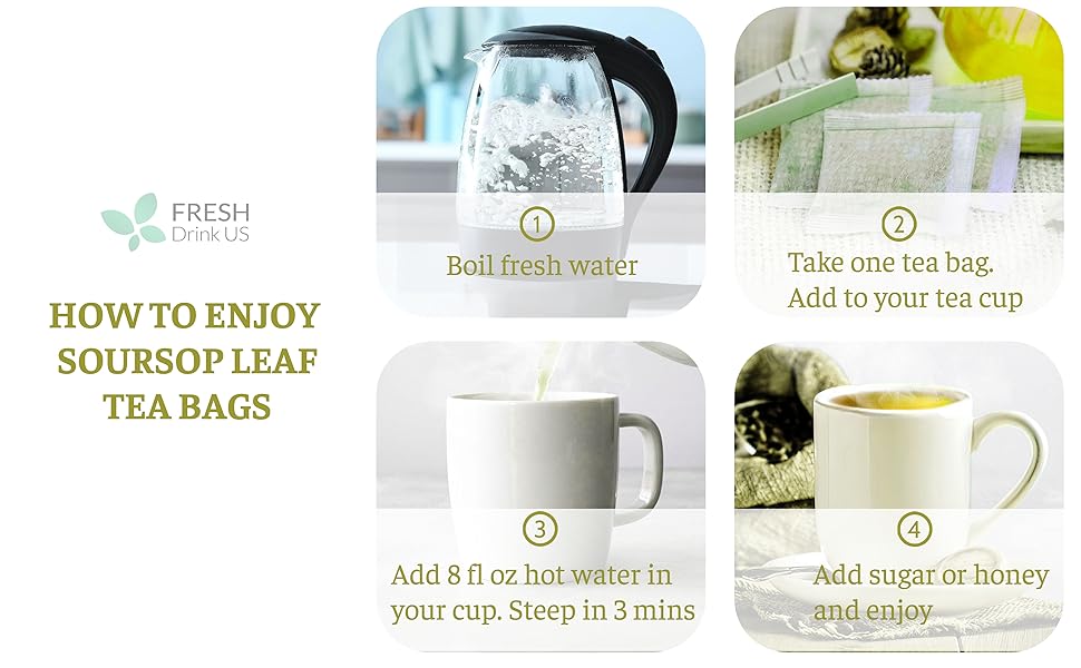 【FreshDrinkUS】 Soursop Tea, Premium Soursop Graviola Leaf Tea Bags, Guanábana leaves - Hojas de guanábana, 100% Natural and Pure from Soursop Leaves, Natural Digestion Support, Nutrient-Rich, No Sugar, No Caffeine 【FreshDrinkUS】 Soursop Tea, Premium Soursop Graviola Leaf Tea Bags, Guanábana leaves - Hojas de guanábana, 100% Natural and Pure from Soursop Leaves, Natural Digestion Support, Nutrient-Rich, No Sugar, No Caffeine