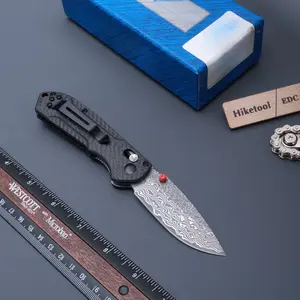 565 tactical folding knife, carbon brazing handle, Damascus steel high hardness blade, outdoor camping survival EDC knife, survival tool.