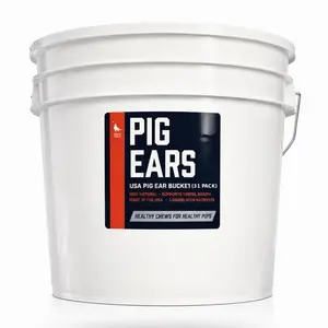 Wild Wolf USA Pig Ear Bucket (31 Pack) 100% Natural Dog Chew Treat - Sourced and Baked in The USA - Healthy, High Protein Dog Snack