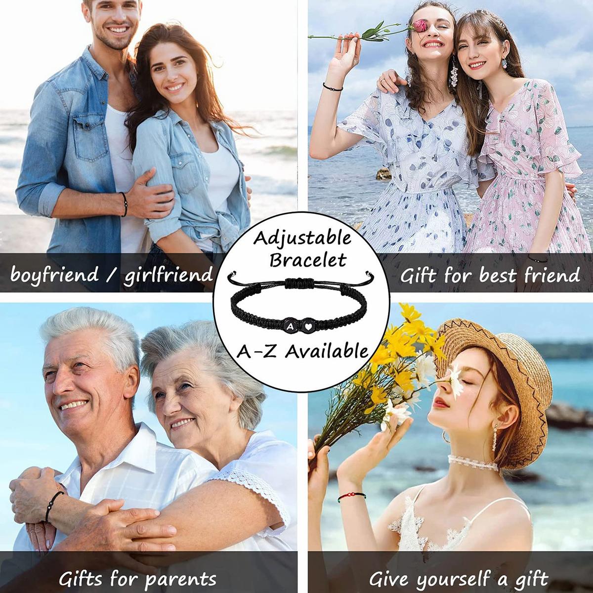 Initial Heart Bracelet - 26 Alphabet Braided Adjustable Bracelet for Women, Men, Teen Girls and Boys Jewelry Love Initial Heart Bracelet - 26 Alphabet Braided Adjustable Bracelet for Women, Men, Teen Girls and Boys Jewelry Love