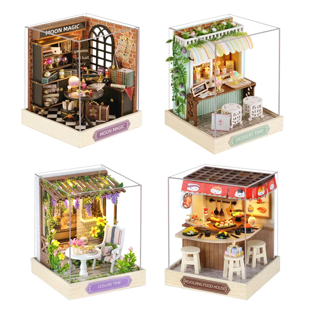 1PC Unisex Whimsical Aesthetic 3D Miniature Dollhouse DIY Craft Kit, Safe PVC-Free BPA-Free Scale Model, Children Development Toy for Miniature Enthusiasts, Tabletop Bookshelf Decor, Holiday Gift (Tools, Glue, Batteries Not Included)
