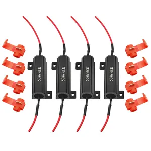 50W 6ohm LED Load Resistors with Quick Wire Clips, Aluminum Case Resistor for Fix LED Turn Signal Lights Bulb Fast Hyper Flash, Automotive Replacement Resistor for Fix Blink Error Code (Black, 4PCS)