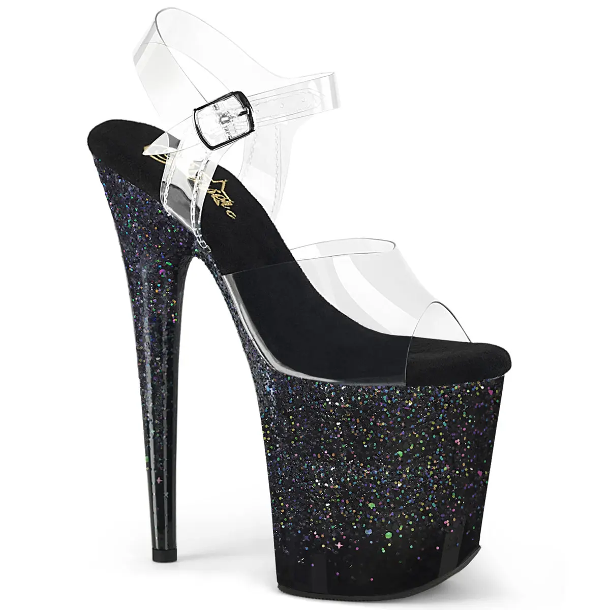 Pleaser 808SS Women's Classy Elegant High-Heel Platform Sandals - Fashion Footwear with Ankle Strap, Pleaser Heels, Statement Shoes, Black
