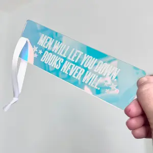 Men Will Let You Down Books Never Will Acrylic Bookmark Reader Funny Bookish Gift Engraved Iridescent Color Lightweight Durable 6x2x1/16"