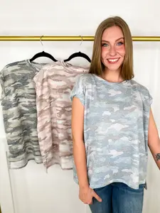 Passing Through Short Sleeve Camo Avery Mae Top - 3 colors!