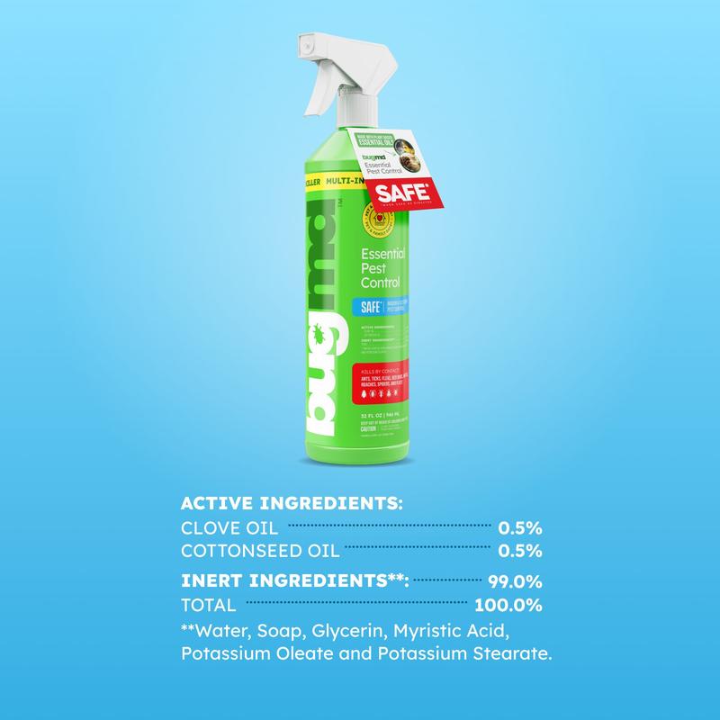 BugMD Plant-Powered Pest Control Bundle – Starter Kit, 4x Concentrates + Blaster, 30 oz Refill – Ant, Roach, Flea, Spider & Insect Killer for Home – Natural Essential Oil Formula