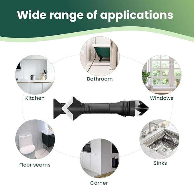 Silicone Caulking Tool, 3 in 1 Silicone Remover Multi Tool, Glazing Compound Finishing Tool, Caulk Remover Tool, Grout Scraper Kit for Bathroom, Kitchen, Floor, Window, Sink Joint, Frames Seal