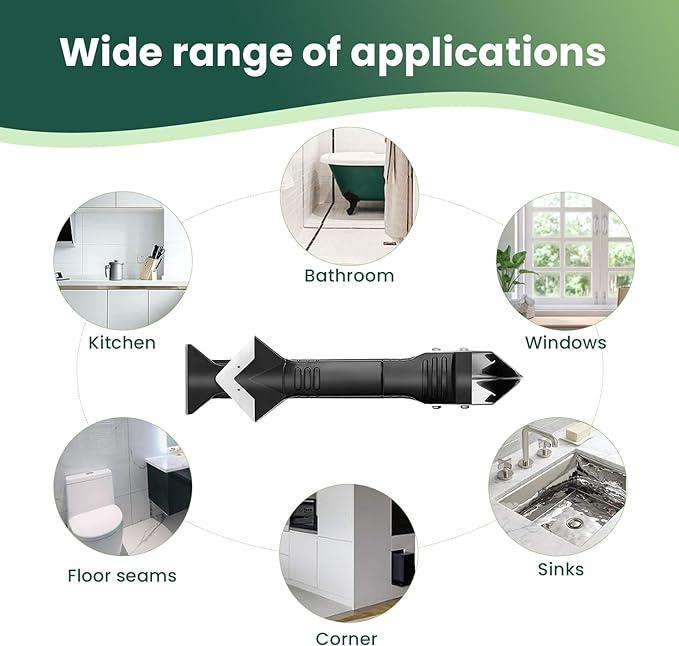 Silicone Caulking Tool, 3 in 1 Silicone Remover Multi Tool, Glazing Compound Finishing Tool, Caulk Remover Tool, Grout Scraper Kit for Bathroom, Kitchen, Floor, Window, Sink Joint, Frames Seal