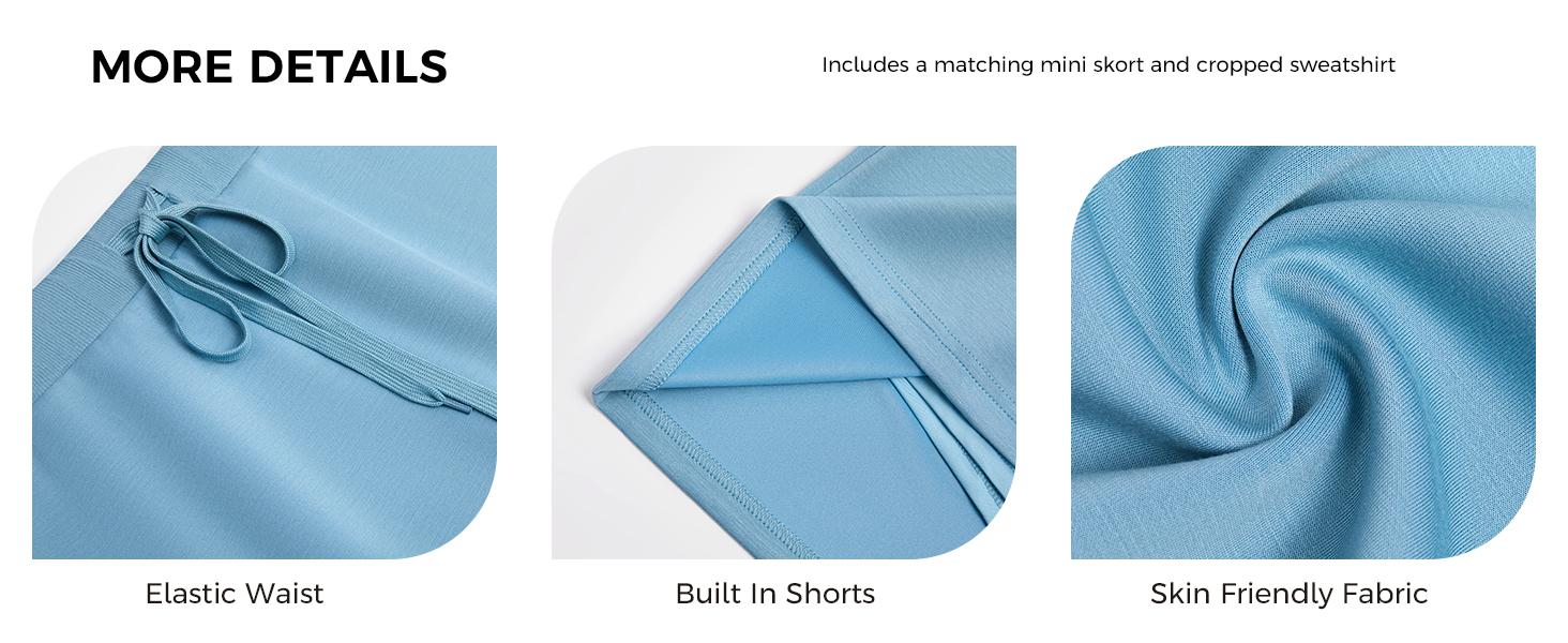 Fisoew Womens Sweatsuits 2 Piece Outfits Quarter Zip Cropped Sweatshirts Casual Mini Skorts Lounge Wear Skirts Sets SpringStatements