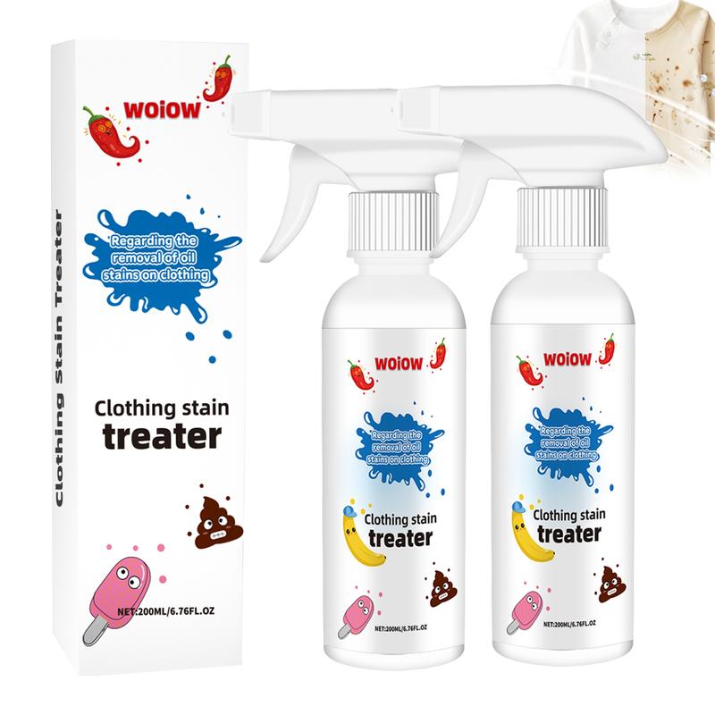 WOiOW Clothing Stain Remover Spray 200ml Powerful Safe Biodegradable Formula for Clothes Carpets Quick Fix for Food Grease Set In Stains Portable Easy to Use